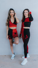 Load image into Gallery viewer, Harley Quinn Womens Sports Bra and Biker Shorts 2 Piece Set