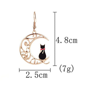 Cute Anime Cartoon Sailor Moon Animal Cat Moon Earrings Gift For Girls Women Jewelry (Black)