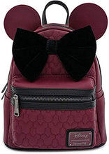 Load image into Gallery viewer, Loungefly Minnie Mouse Maroon Quilted Womens Double Strap Shoulder Bag Purse