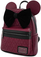 Load image into Gallery viewer, Loungefly Minnie Mouse Maroon Quilted Womens Double Strap Shoulder Bag Purse