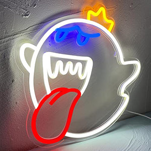 Neon Sign King Boo The Ghost Face