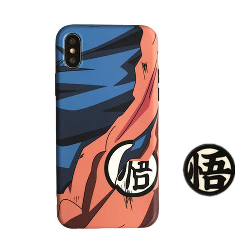 iPhone Xs Max Cover, Dragon Ball Super Son Goku Silicone Cover with Airbag Holder Stand Strap Soft Case Cover for iPhone Xs Max XR 6S 7 8 Plus (for iPhone Xs Max)