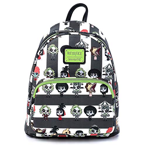 Loungefly Beetlejuice Chibi All Over Print Womens Double Strap