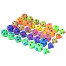 Load image into Gallery viewer, Double Color Glow in The Dark Dice Set 35 Pieces Polyhedral Dice