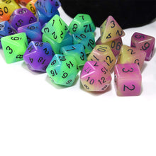 Load image into Gallery viewer, Double Color Glow in The Dark Dice Set 35 Pieces Polyhedral Dice