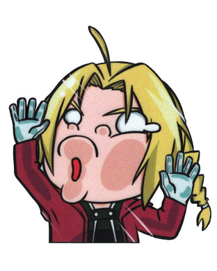 Fullmetal Alchemist Funny Hitting Glass Vinyl Decal Sticker