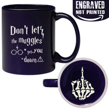 Load image into Gallery viewer, Engraved Ceramic Coffee Mug - Don&#39;t Let The Mvggles Get You Down Middle Finger Engraved on the Bottom - 11 OZ - Inspirational And Sarcasm
