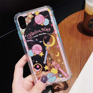 iPhone Xs Max Case Cover, Japan Anime Cartoon Sailor Moon Case Shockproof Air Cushion Silicone Soft Phone Case Back Cover for iPhone Xs Max XR 6S 7 8 Plus (Moon, for iPhone Xr)