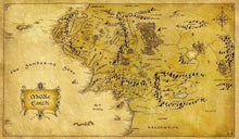 Load image into Gallery viewer, Masters of trade Lord of the Rings Middle Earth Map LOTR TCG playmat, gamemat 24&quot; wide 14&quot; tall